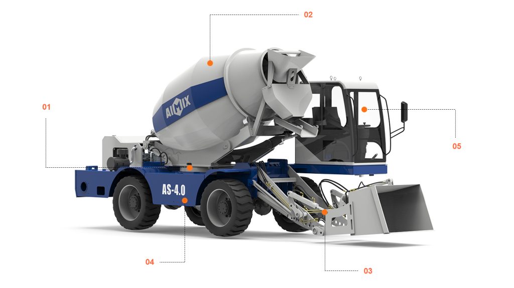 components of self loading cement mixer